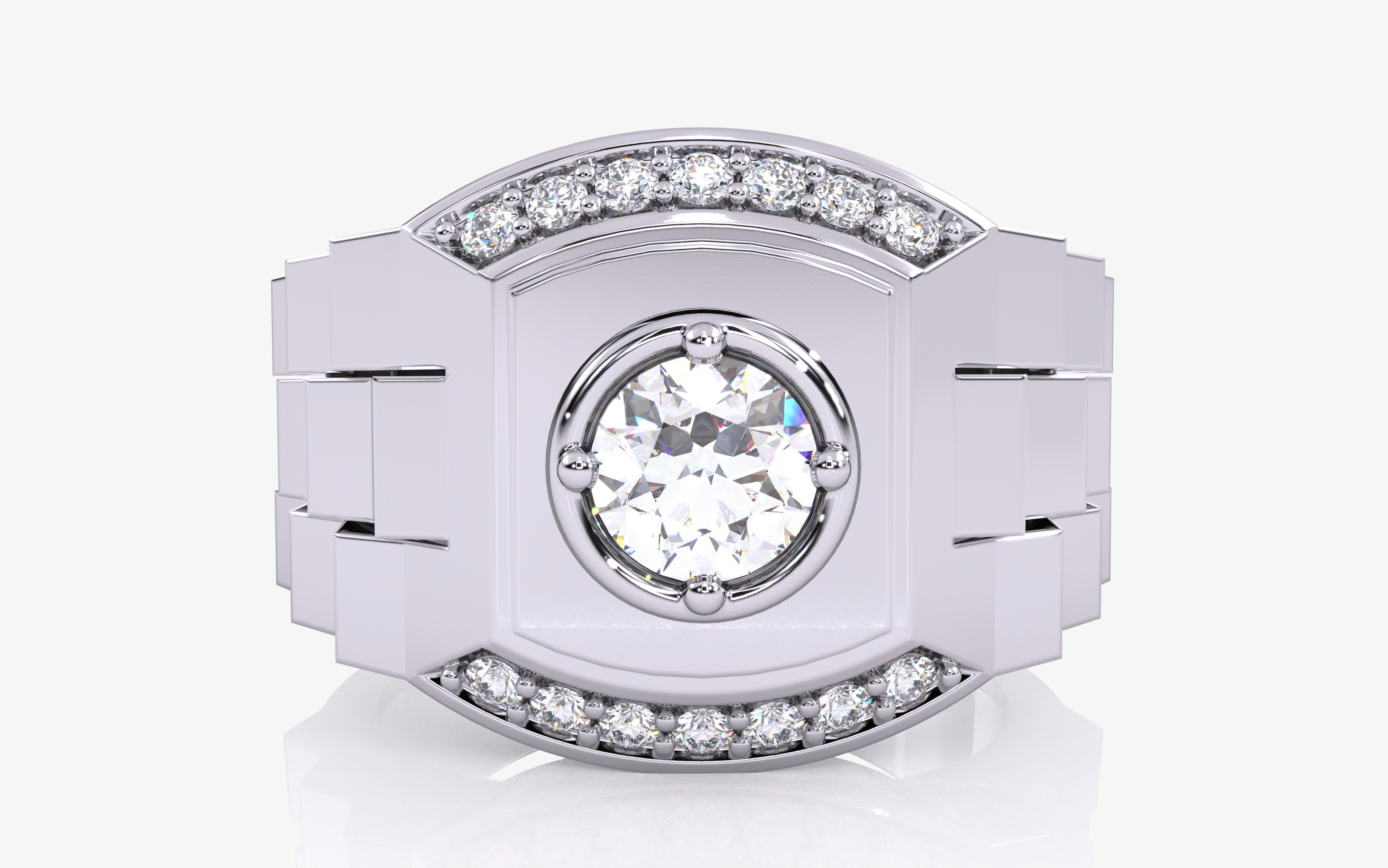 Mens Solitaire Ring 3dm stl renders details 3D print model_7