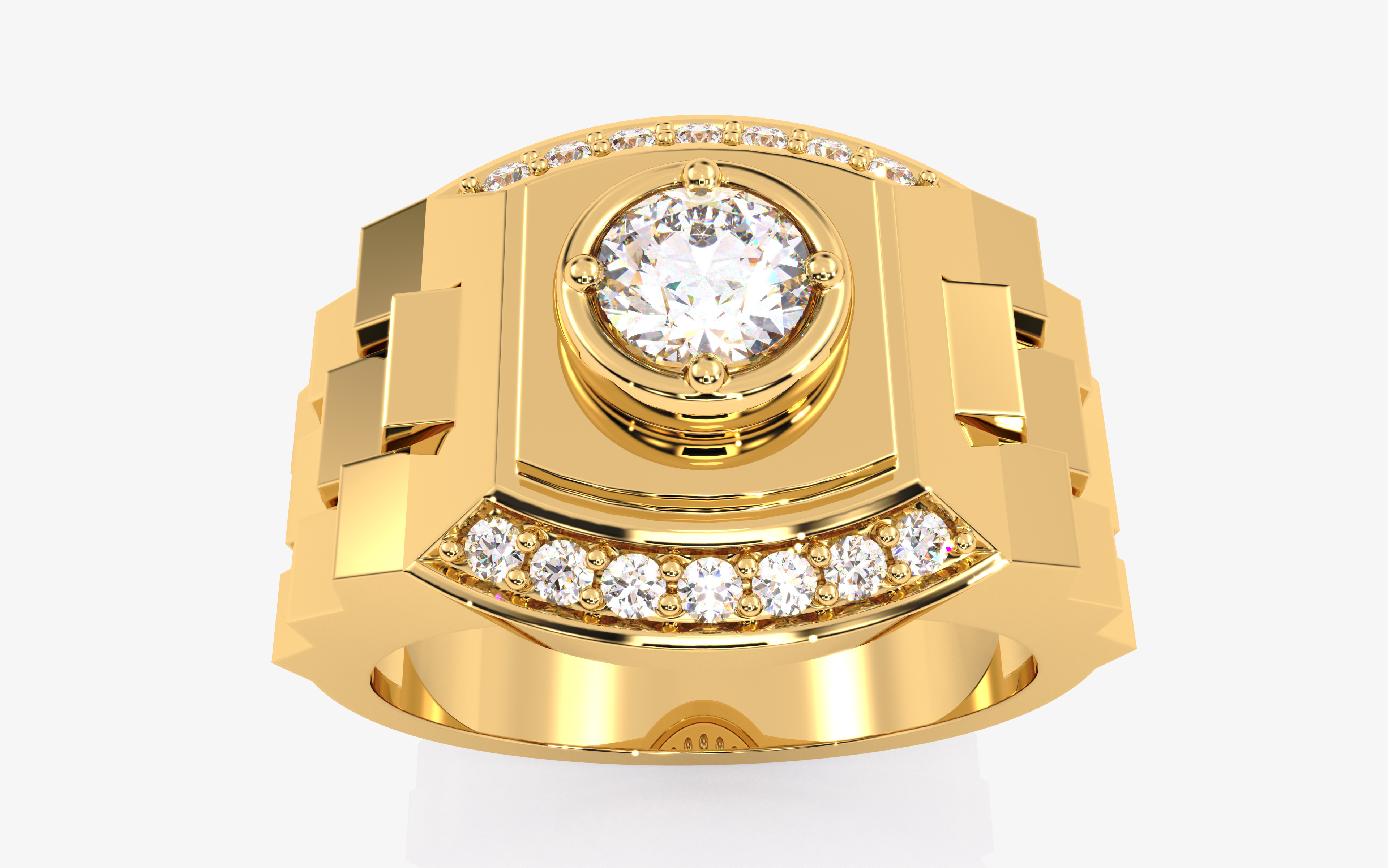 Mens Solitaire Ring 3dm stl renders details 3D print model_2