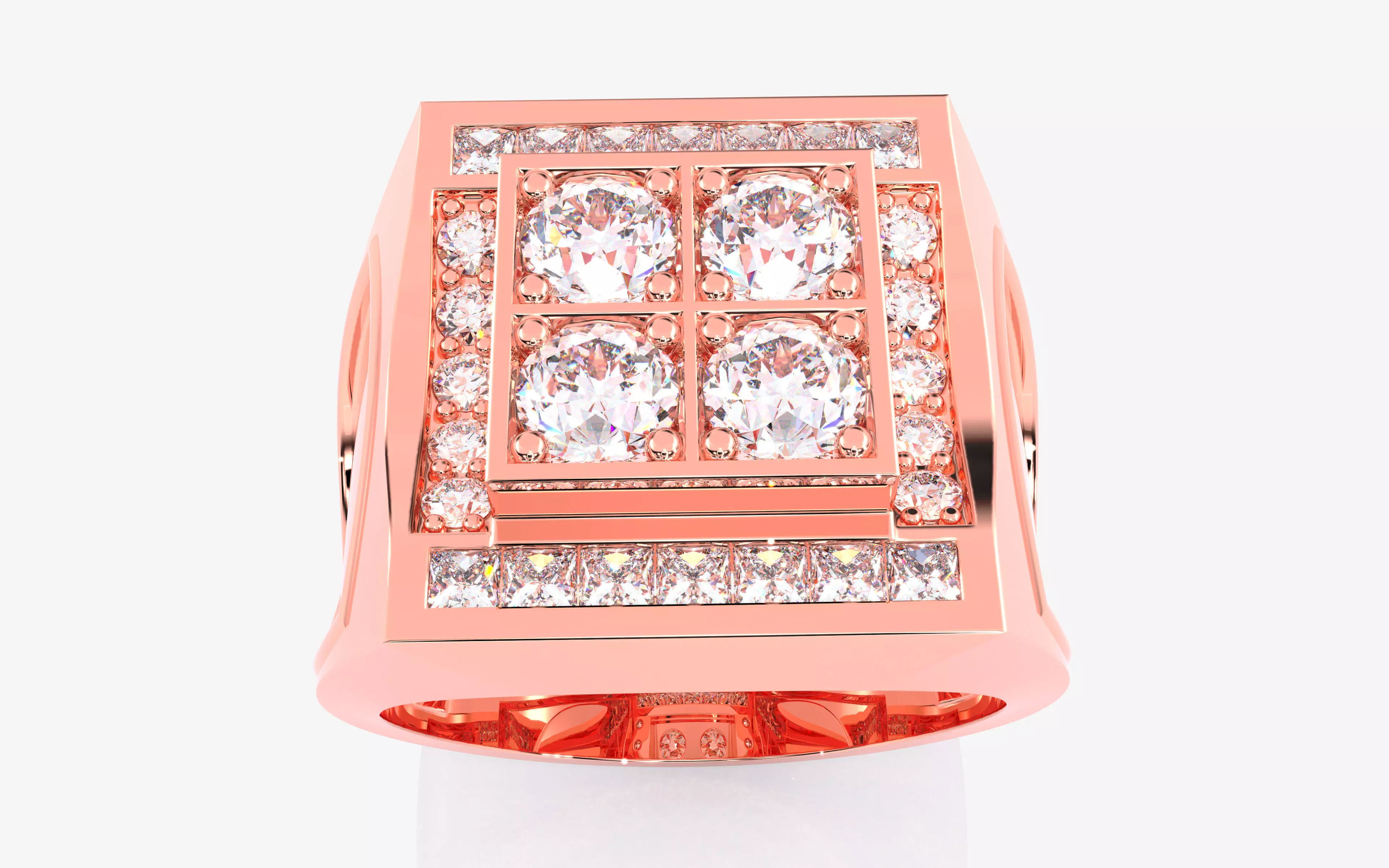 Diamond Head Mens Ring 3dm stl renders details 3D print model