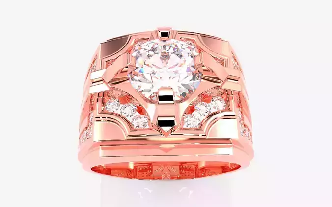 Mens Solitaire Ring 3dm stl renders details