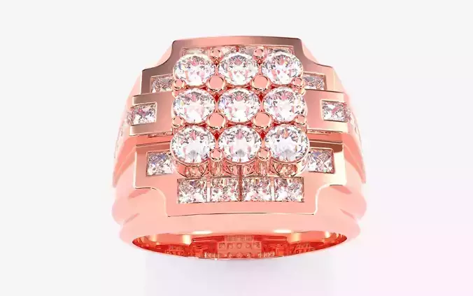 Mens Solitaire Ring 3dm stl renders details