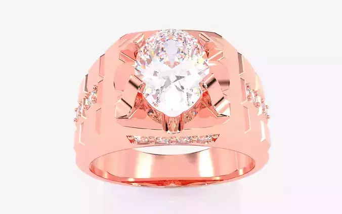 Mens Solitaire Ring 3dm stl renders details