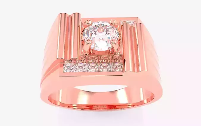 Mens Solitaire Ring 3dm stl renders details 