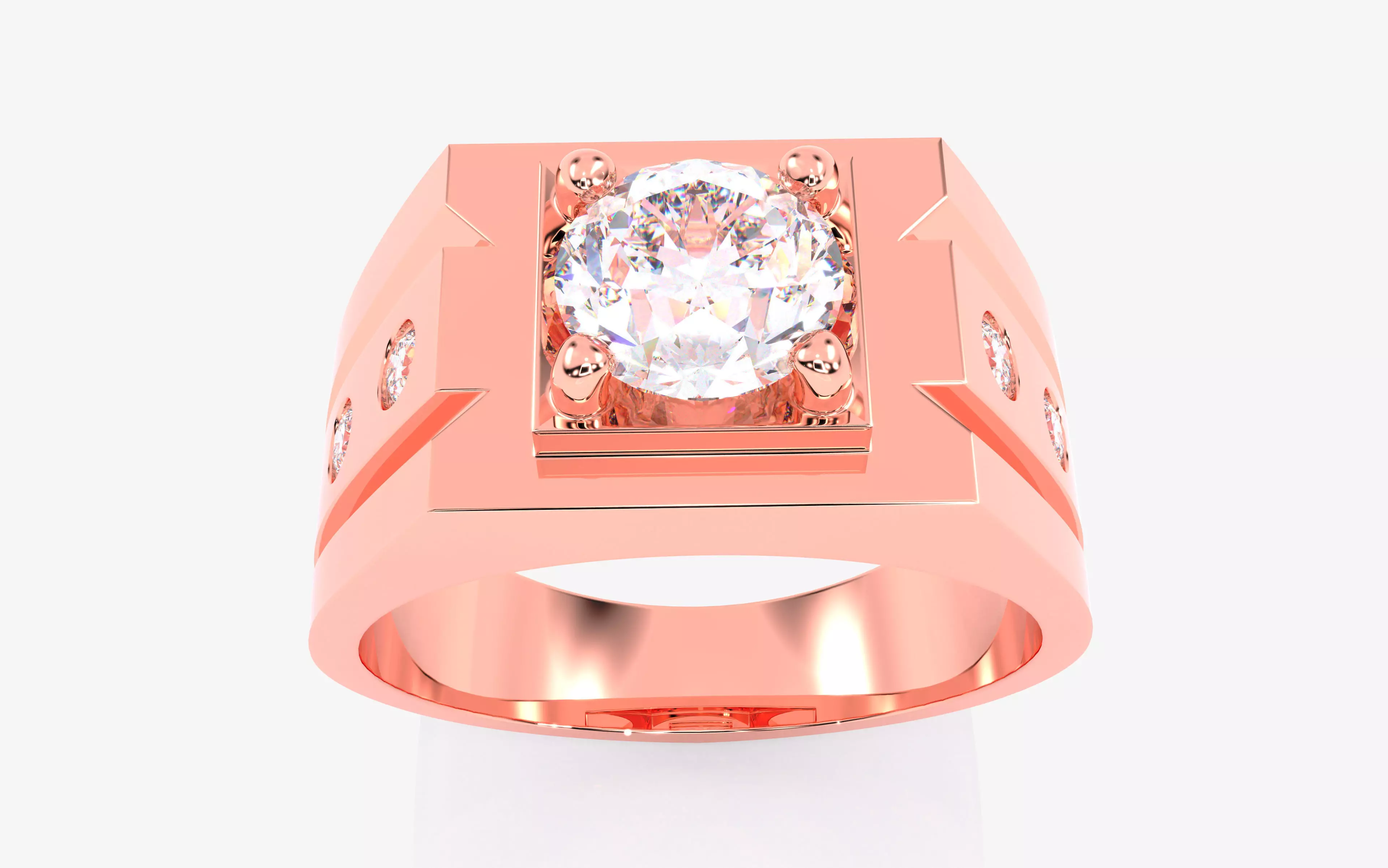 Mens Solitaire Ring 3dm stl renders details 3D print model