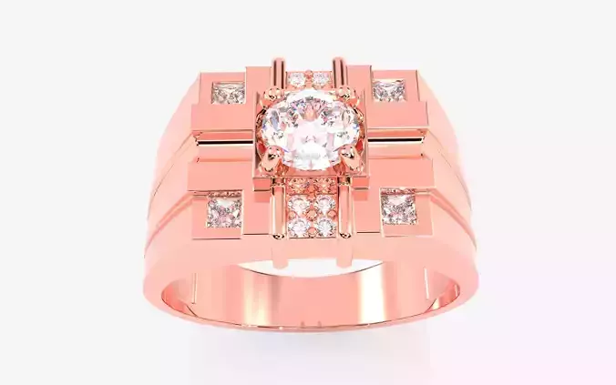 Mens Solitaire Ring 3dm stl renders details