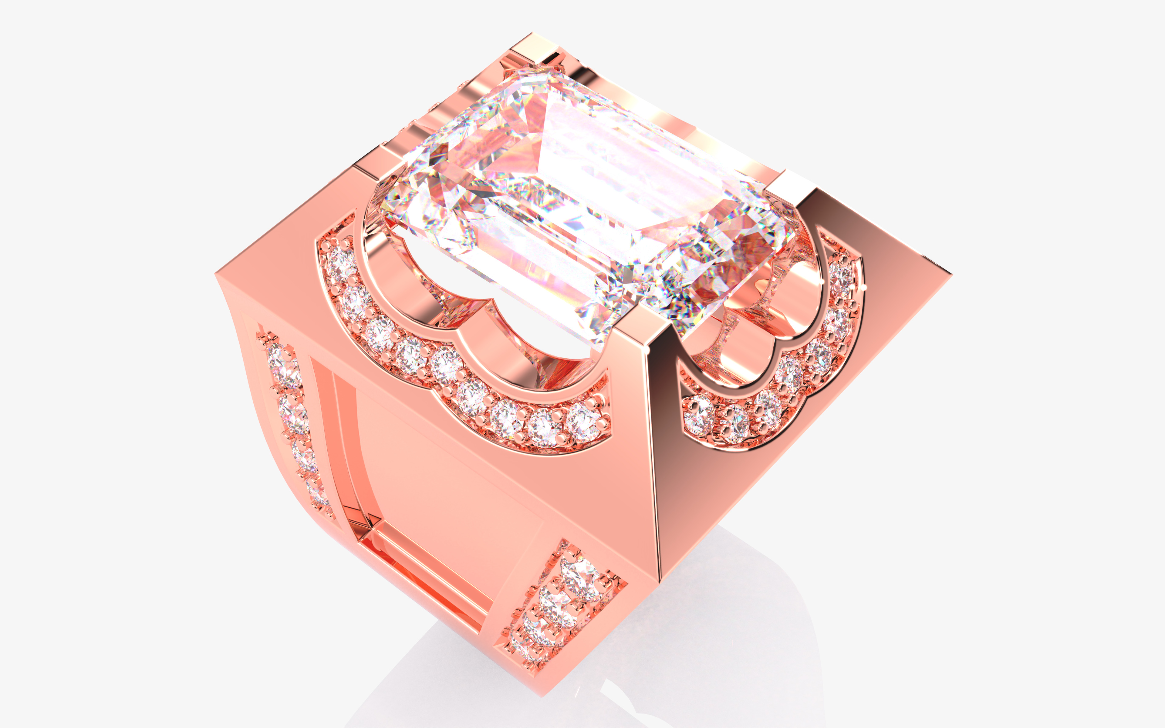 Mens Solitaire Ring 3dm stl renders details 3D print model_10