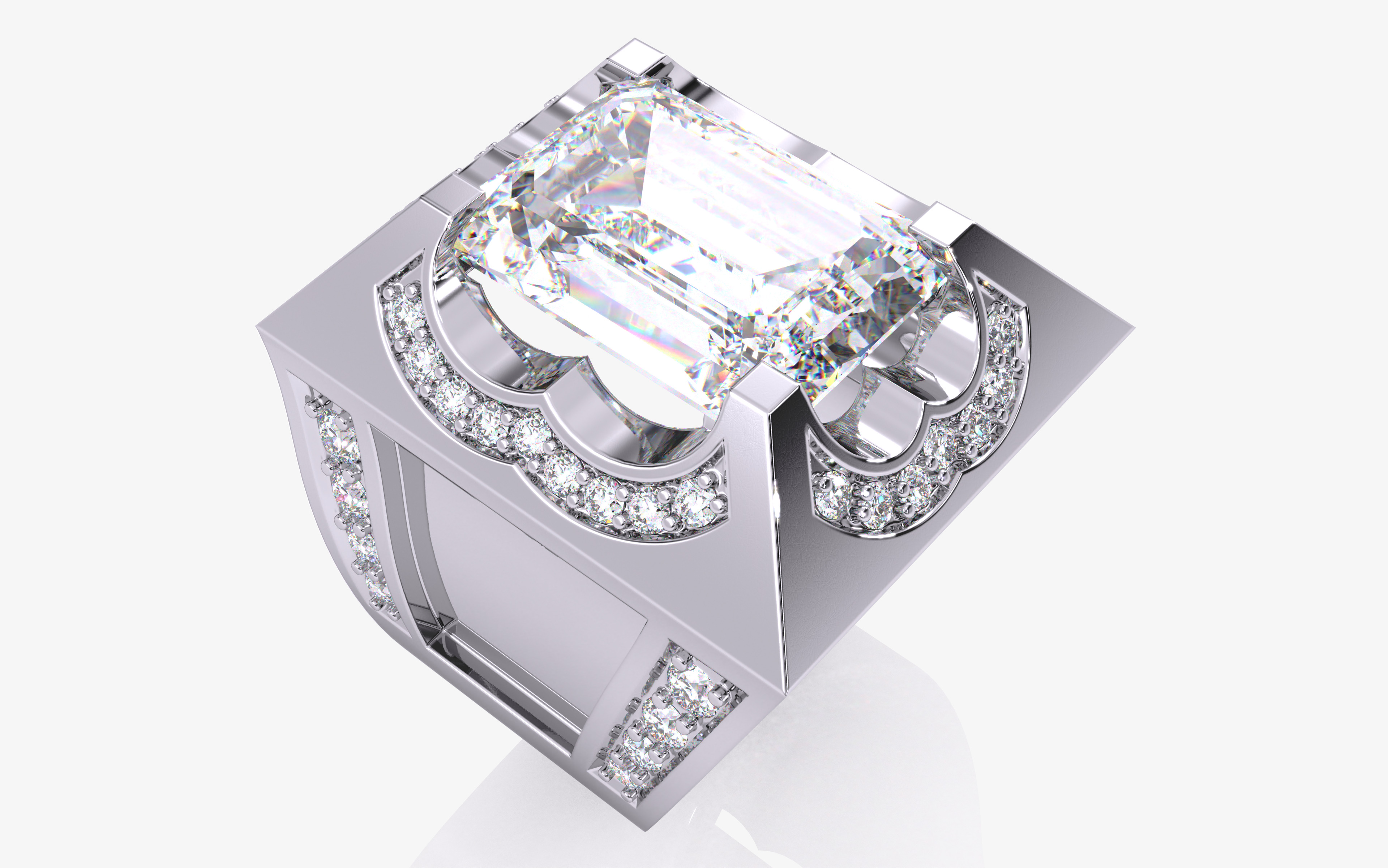 Mens Solitaire Ring 3dm stl renders details 3D print model_11