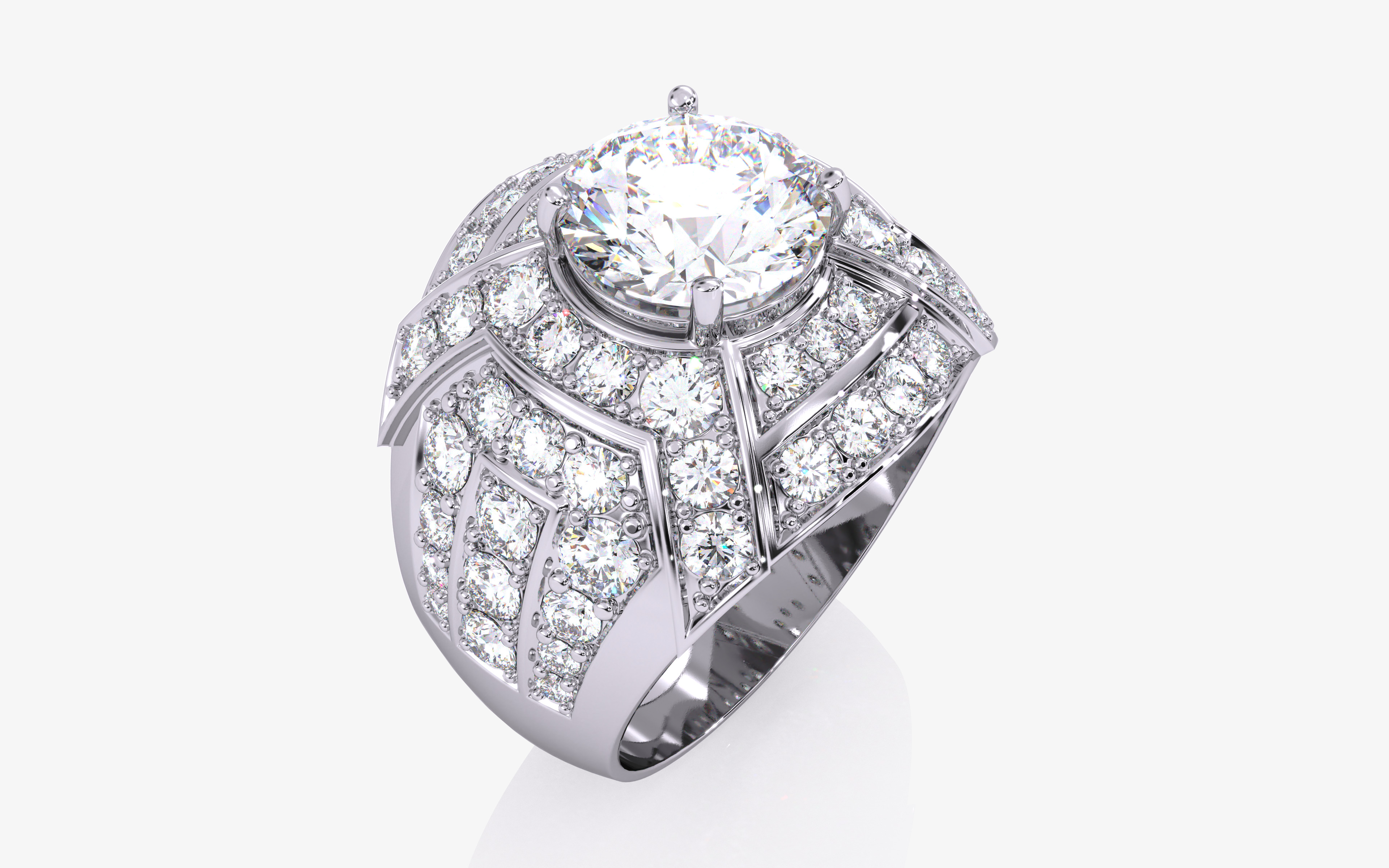 Mens Solitaire Ring 3dm stl renders details 3D print model_11