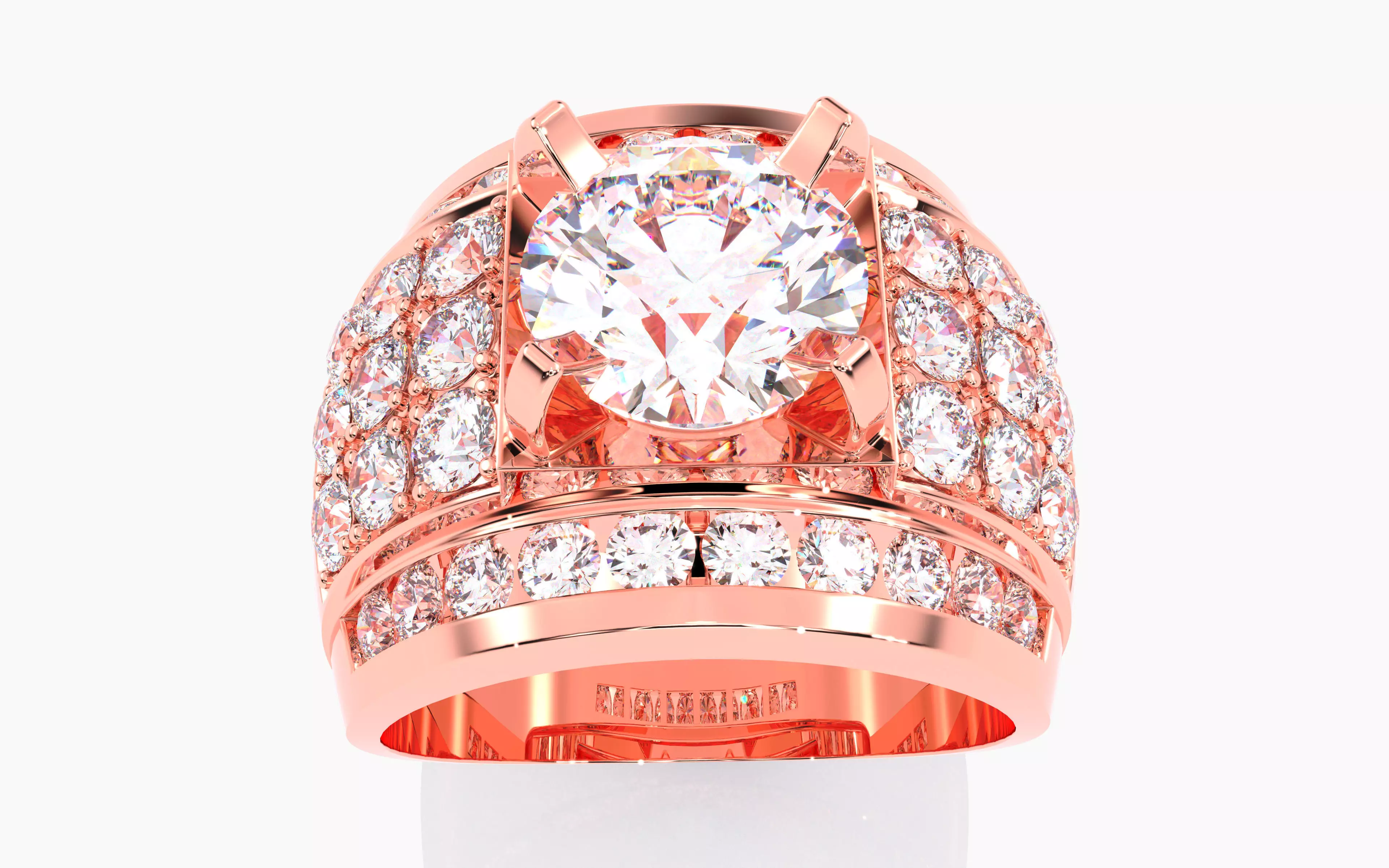 Mens Solitaire Ring 3dm stl renders details 3D print model