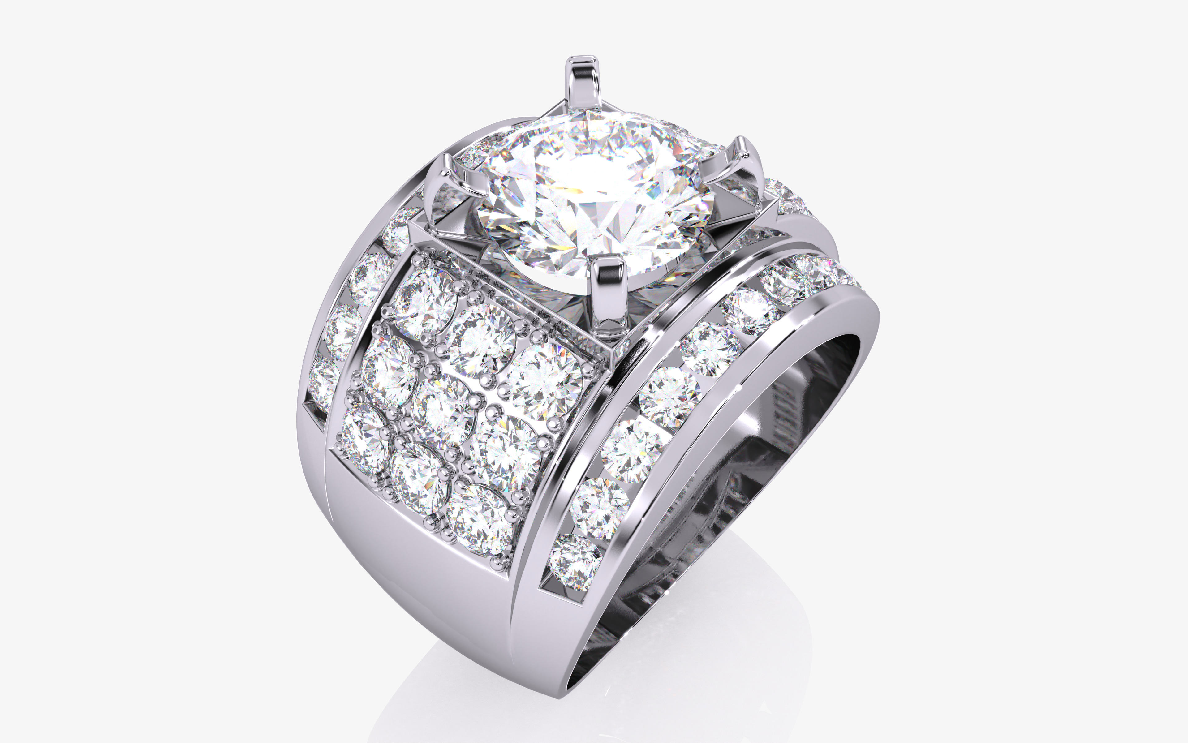 Mens Solitaire Ring 3dm stl renders details 3D print model_11