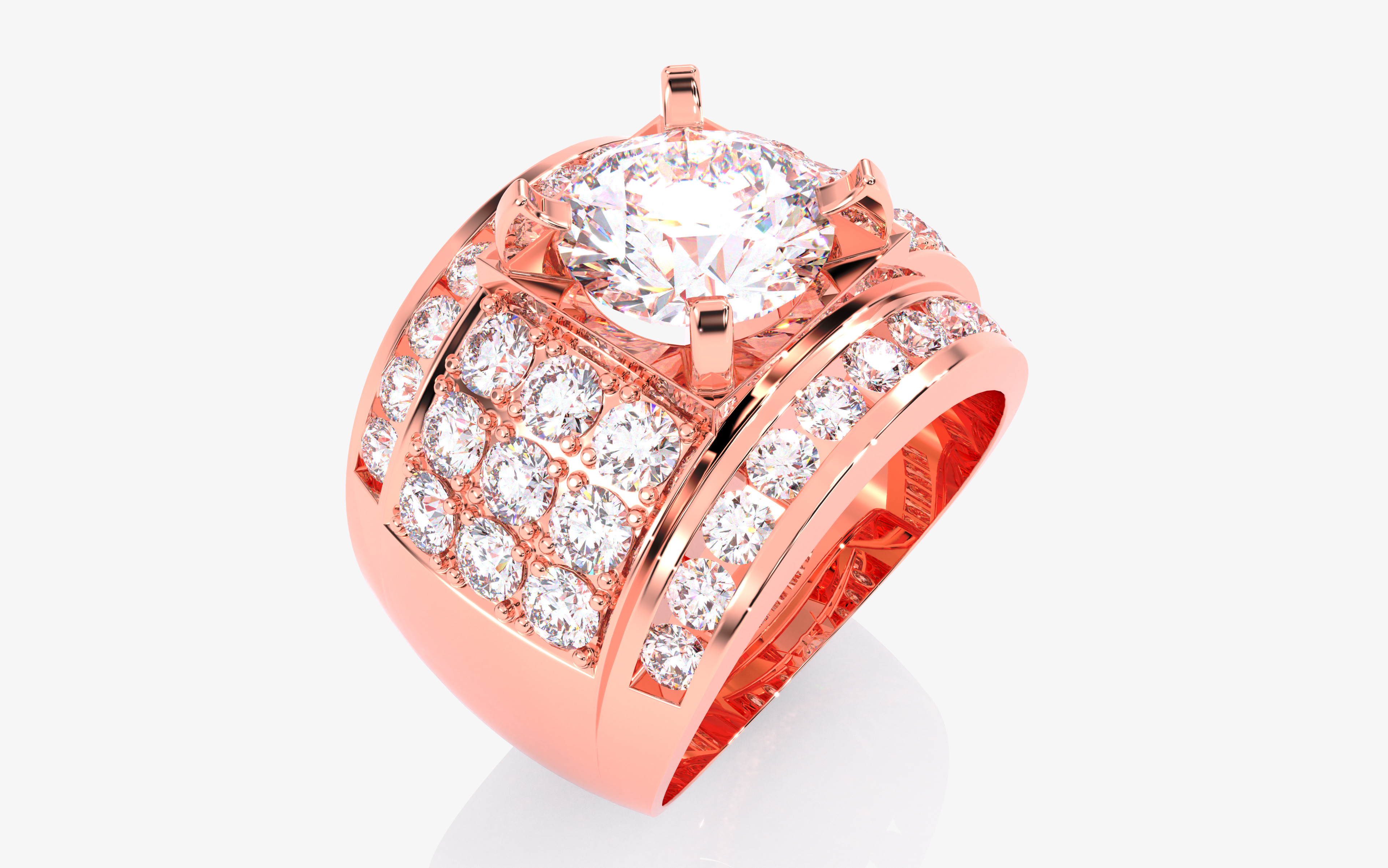 Mens Solitaire Ring 3dm stl renders details 3D print model_12