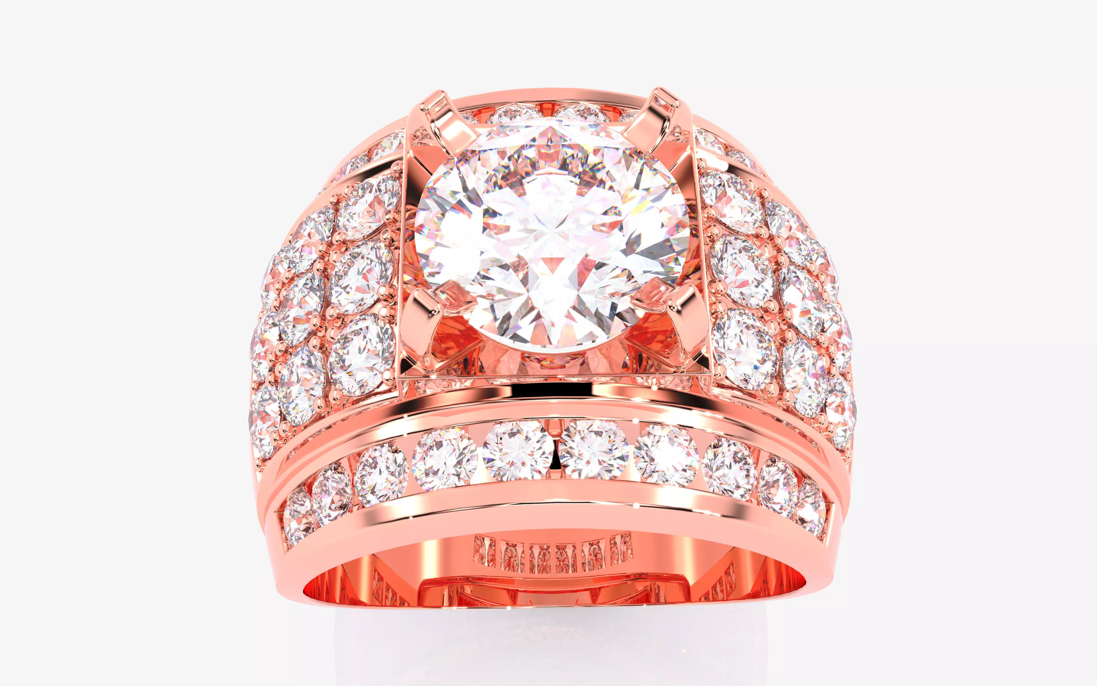 Mens Solitaire Ring 3dm stl renders details 3D print model_0