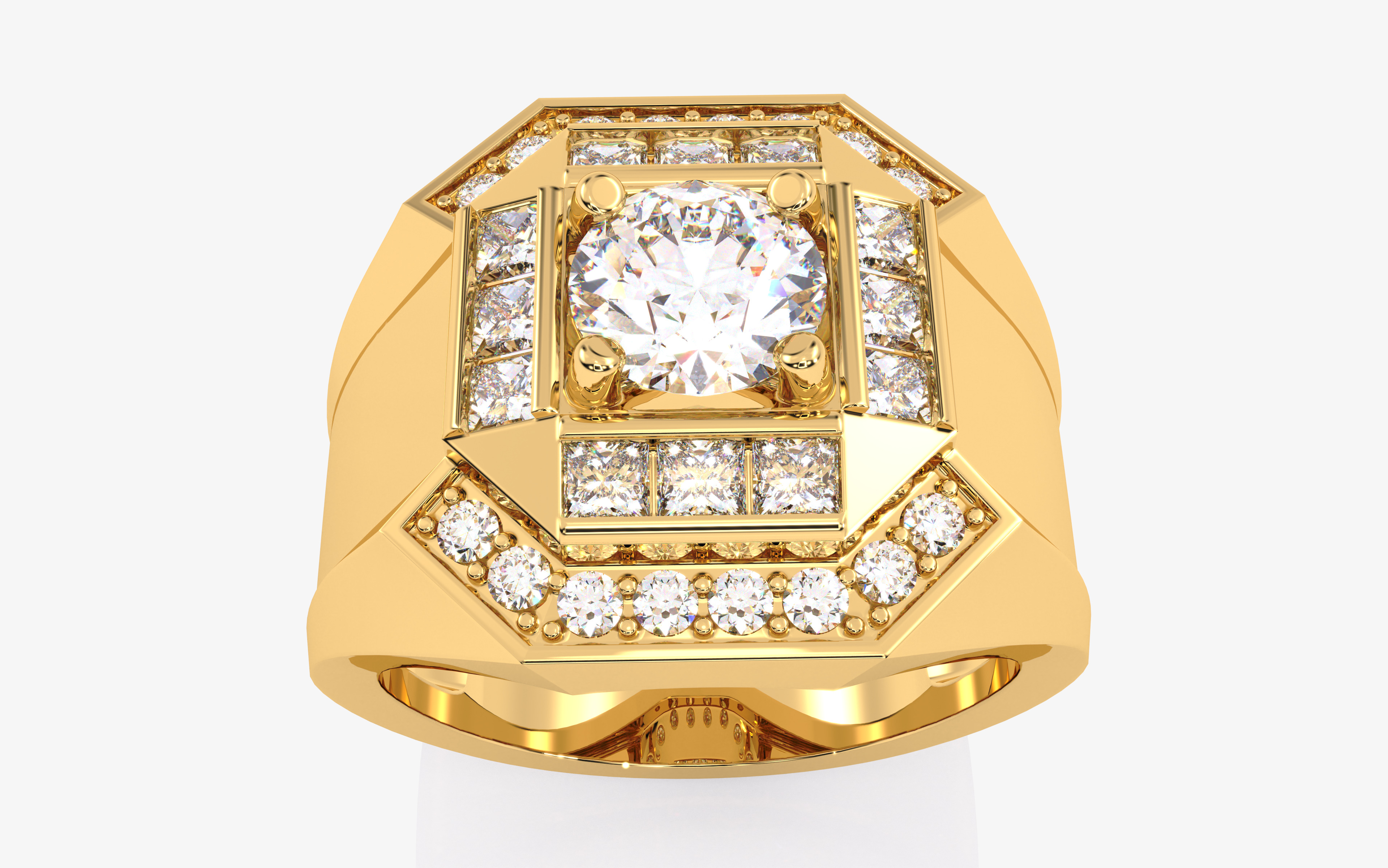 Mens Solitaire Ring 3dm stl renders details 3D print model_2