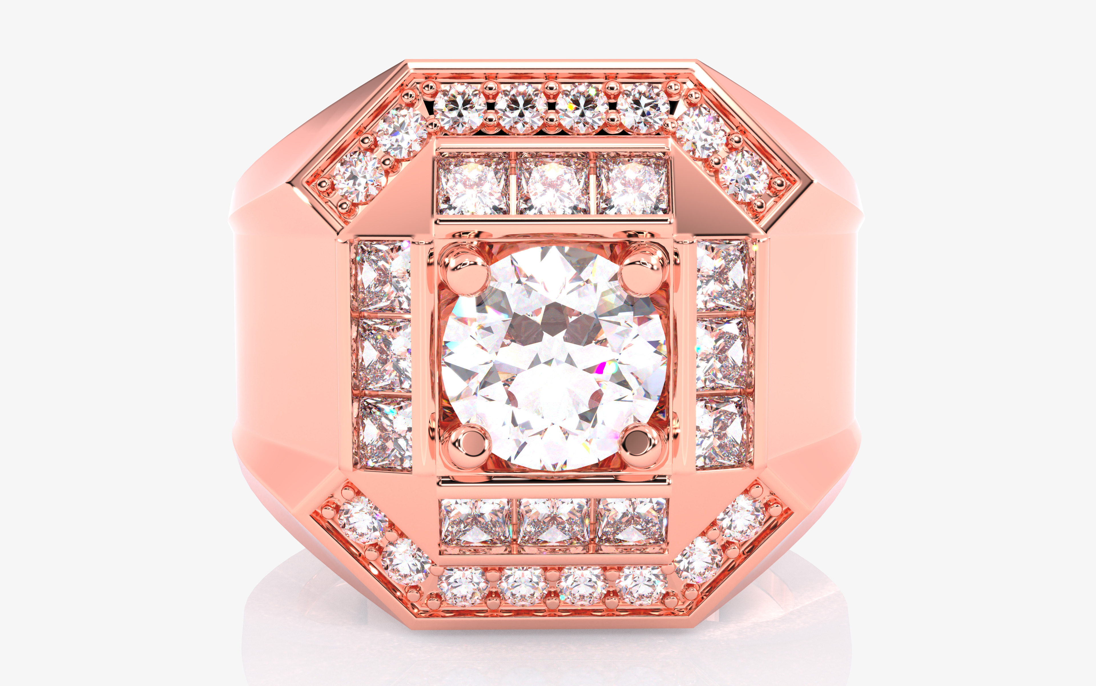 Mens Solitaire Ring 3dm stl renders details 3D print model_8