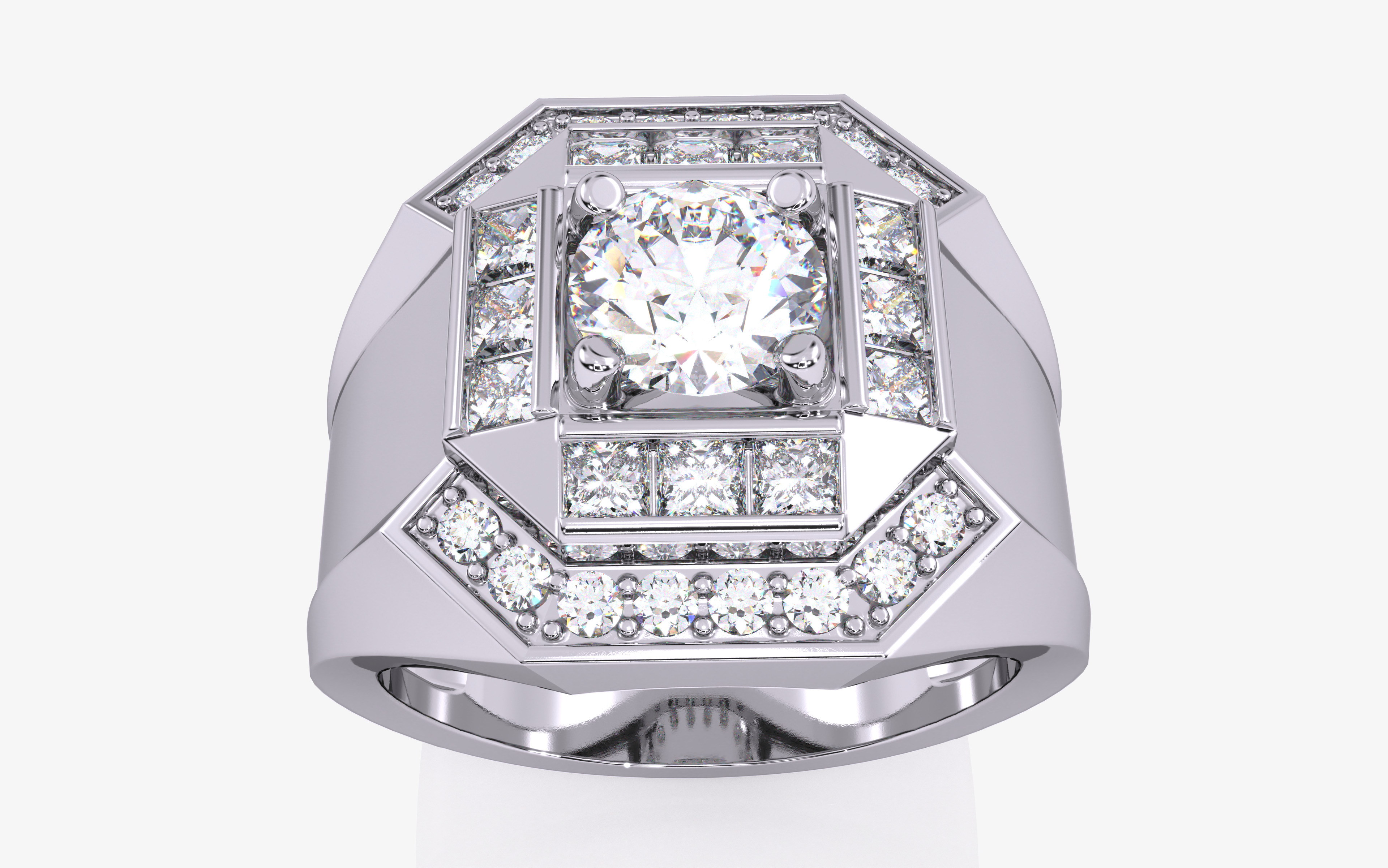 Mens Solitaire Ring 3dm stl renders details 3D print model_9