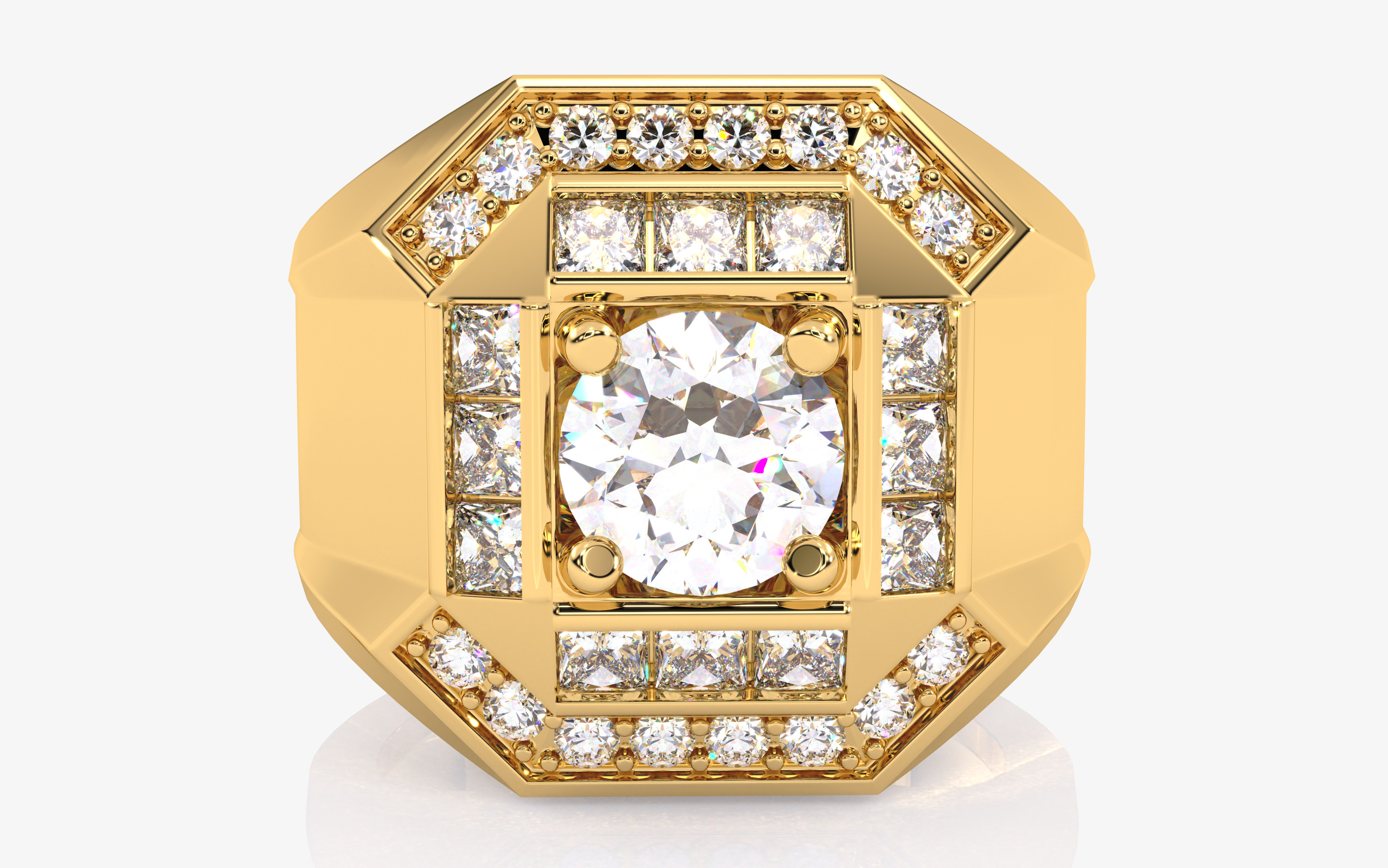 Mens Solitaire Ring 3dm stl renders details 3D print model_6