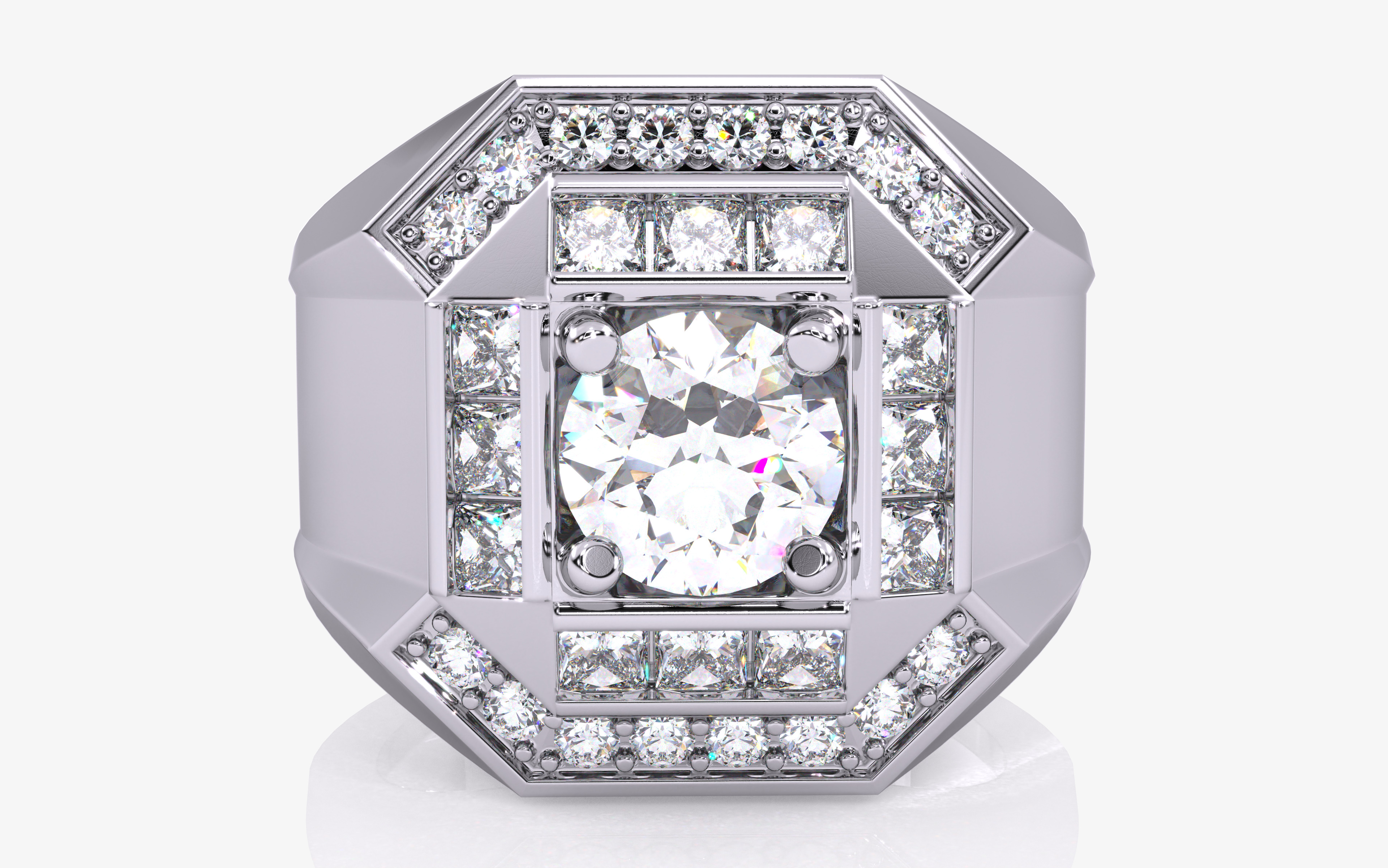 Mens Solitaire Ring 3dm stl renders details 3D print model_7