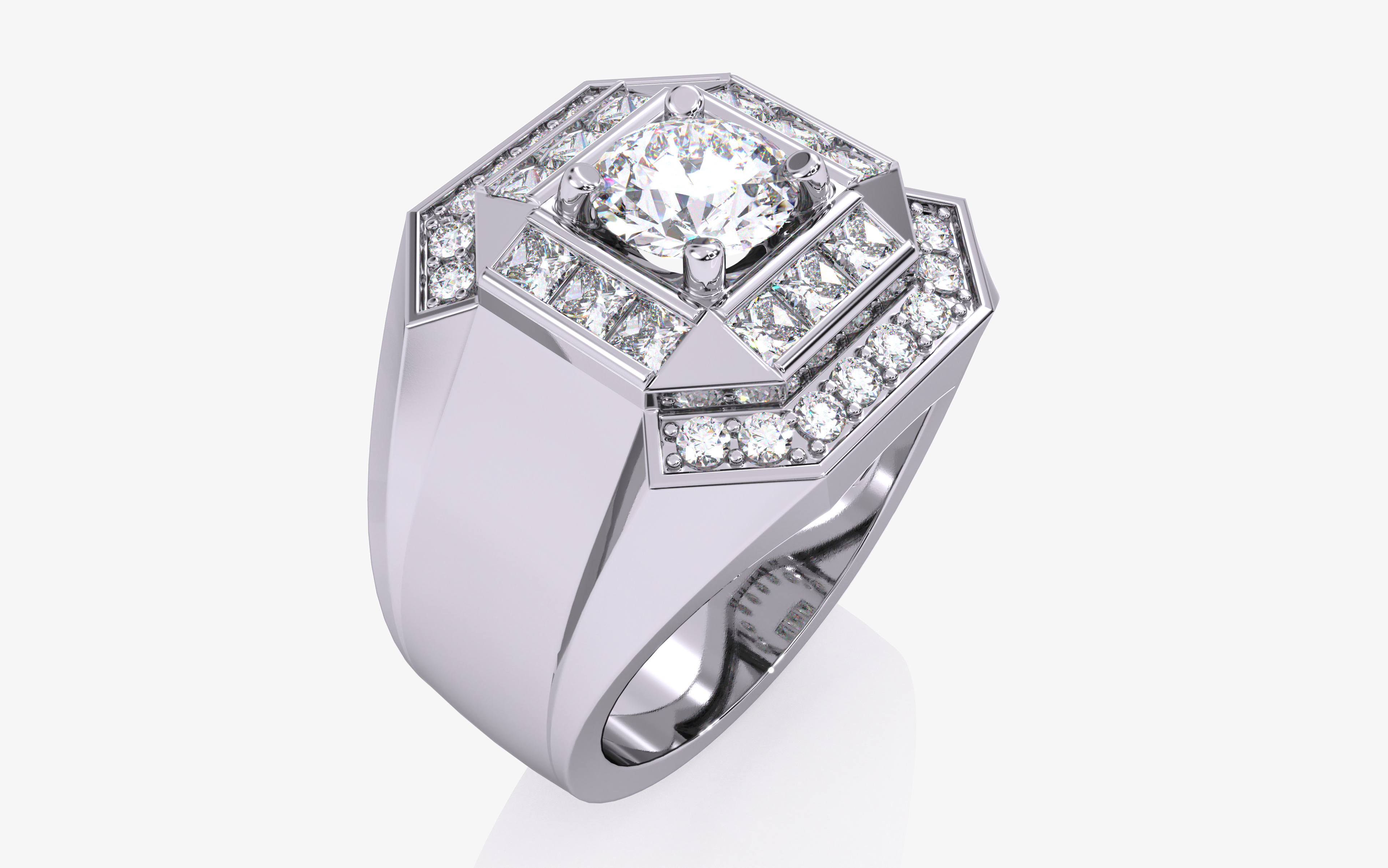 Mens Solitaire Ring 3dm stl renders details 3D print model_11