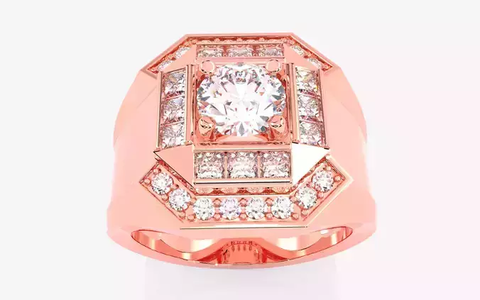 Mens Solitaire Ring 3dm stl renders details