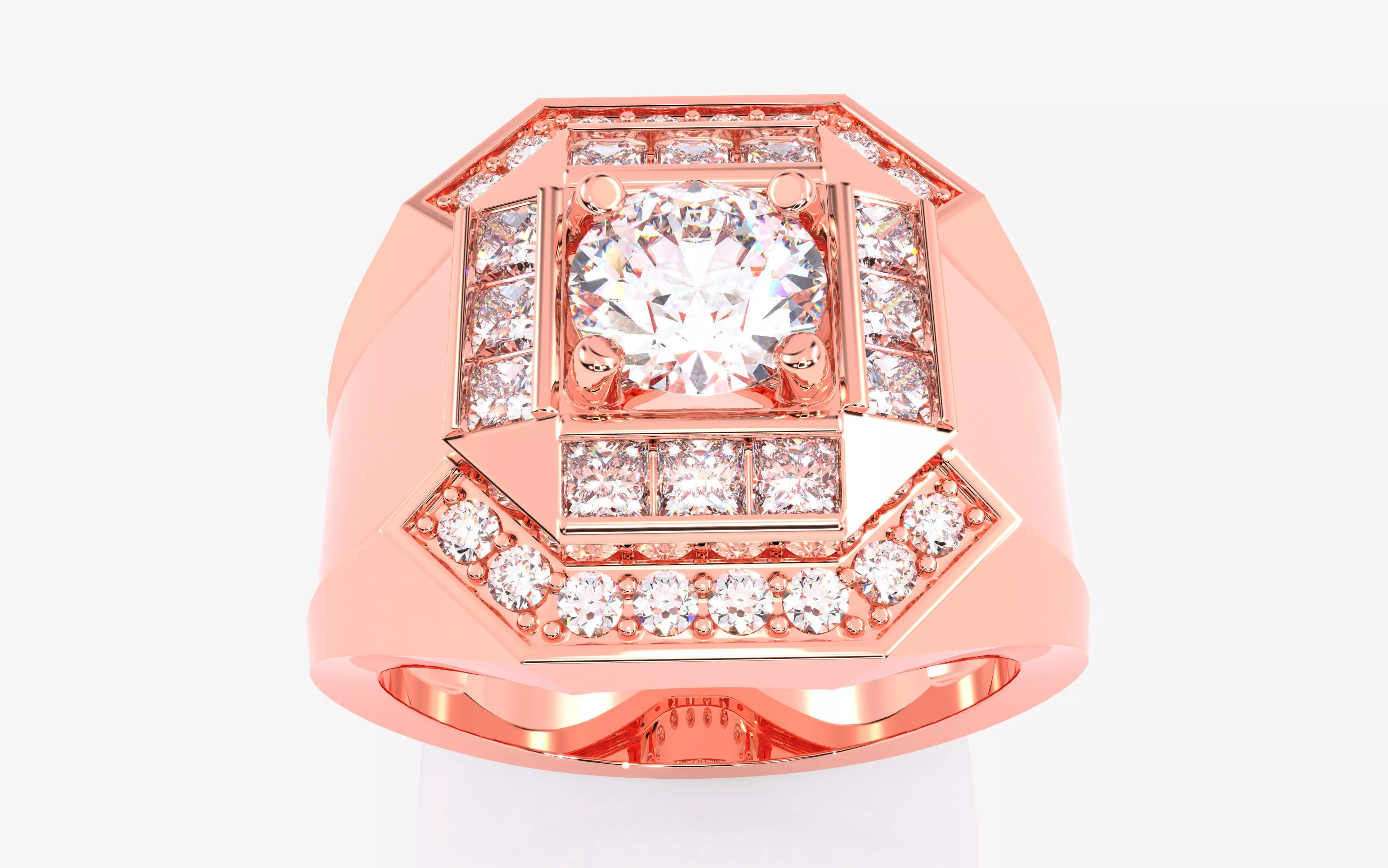 Mens Solitaire Ring 3dm stl renders details 3D print model_0