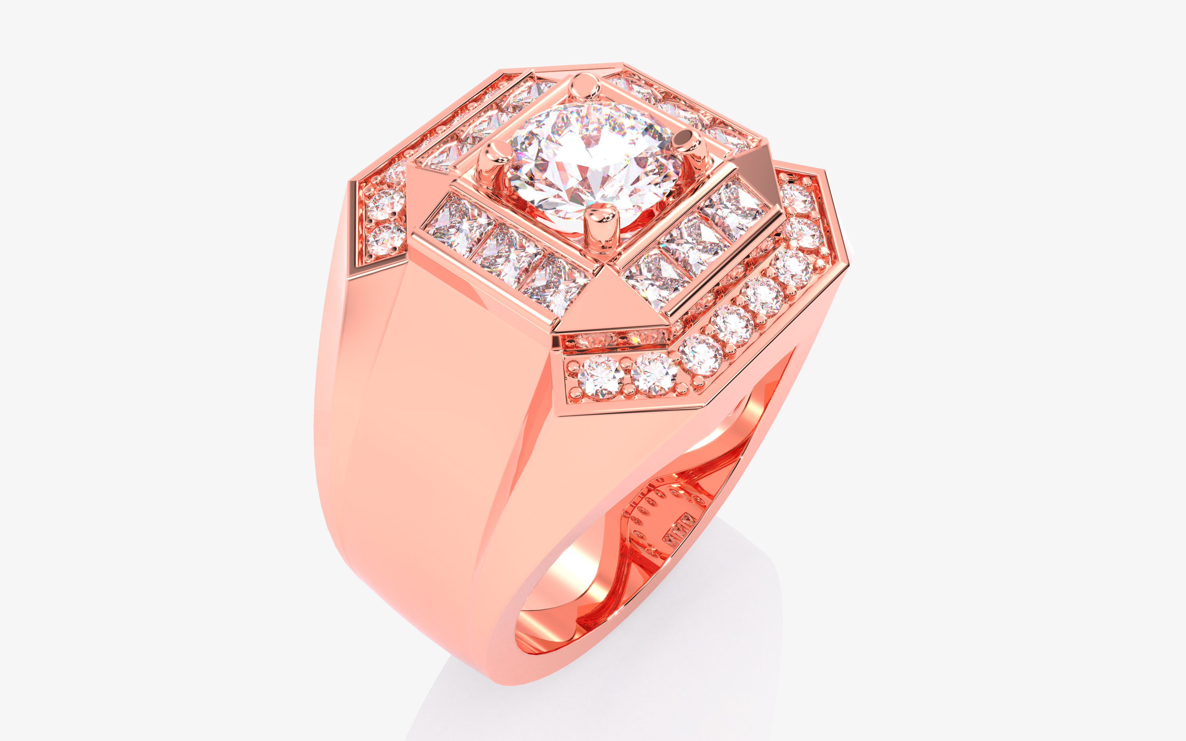 Mens Solitaire Ring 3dm stl renders details 3D print model_10