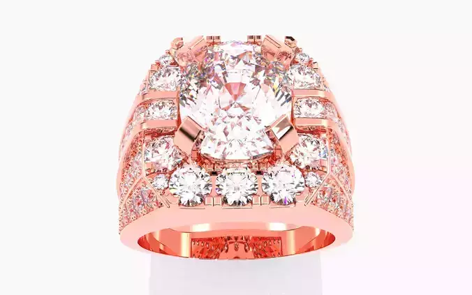 Mens Solitaire Ring 3dm stl renders details 