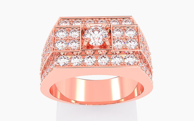 Mens Solitaire Ring 3dm stl renders details 3D print model