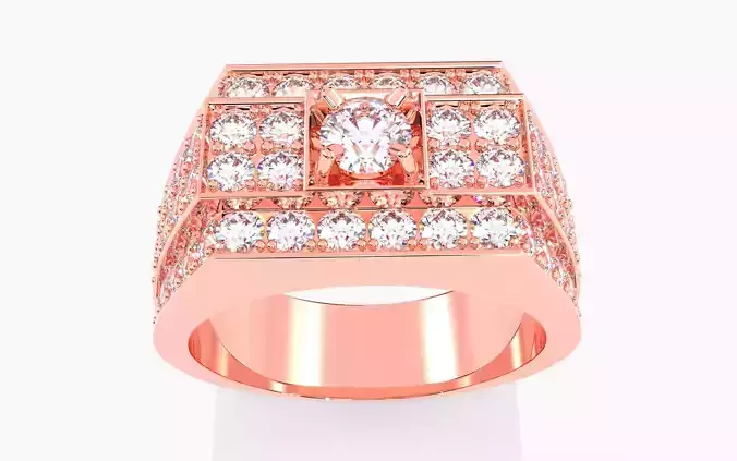 Mens Solitaire Ring 3dm stl renders details