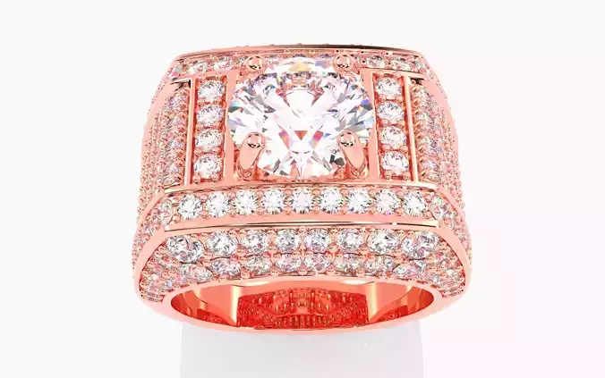 Mens Solitaire Ring 3dm stl renders details