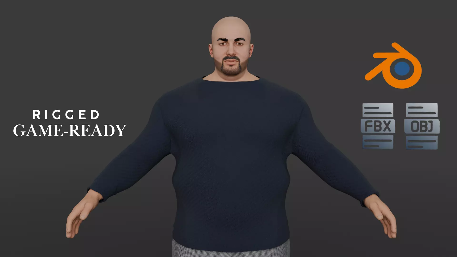 Urban Power Male Character  Low-poly 3D model_0