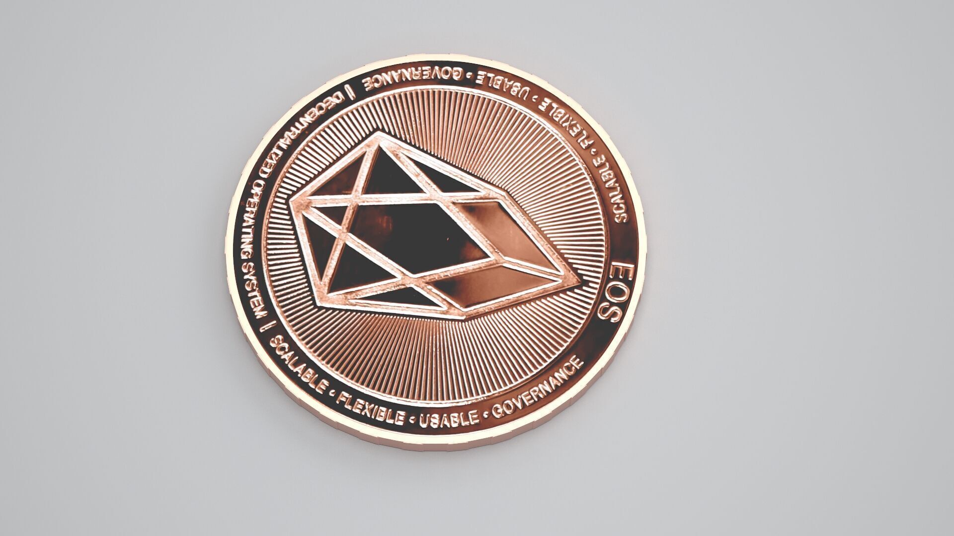 Copper EOS Coin 3D model_4