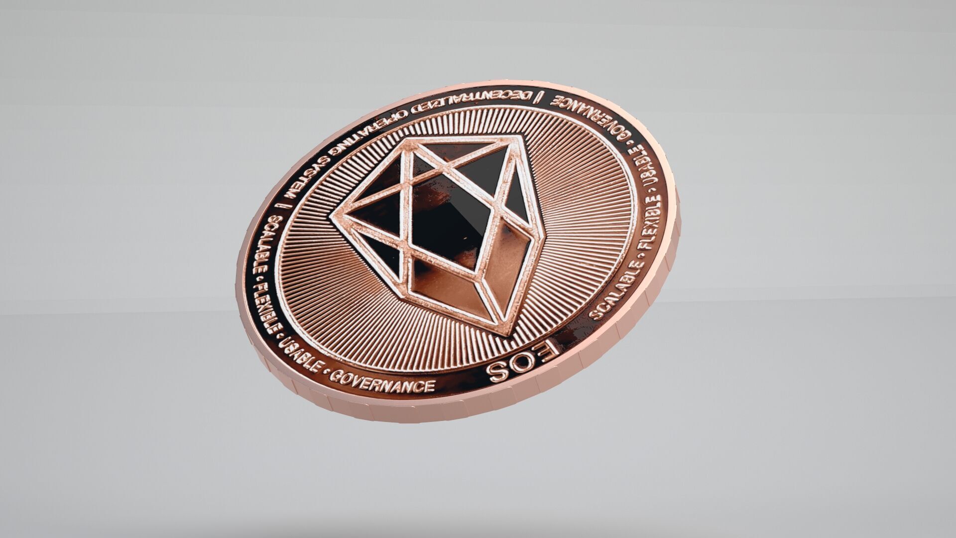 Copper EOS Coin 3D model_3