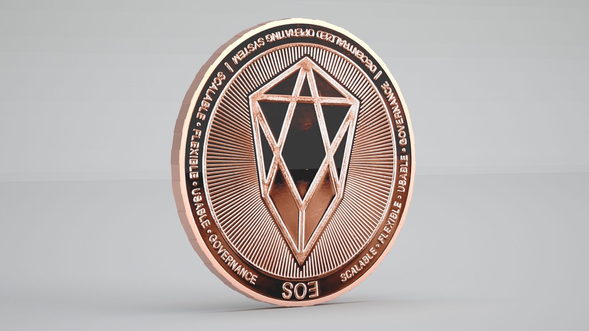 Copper EOS Coin 3D model_1