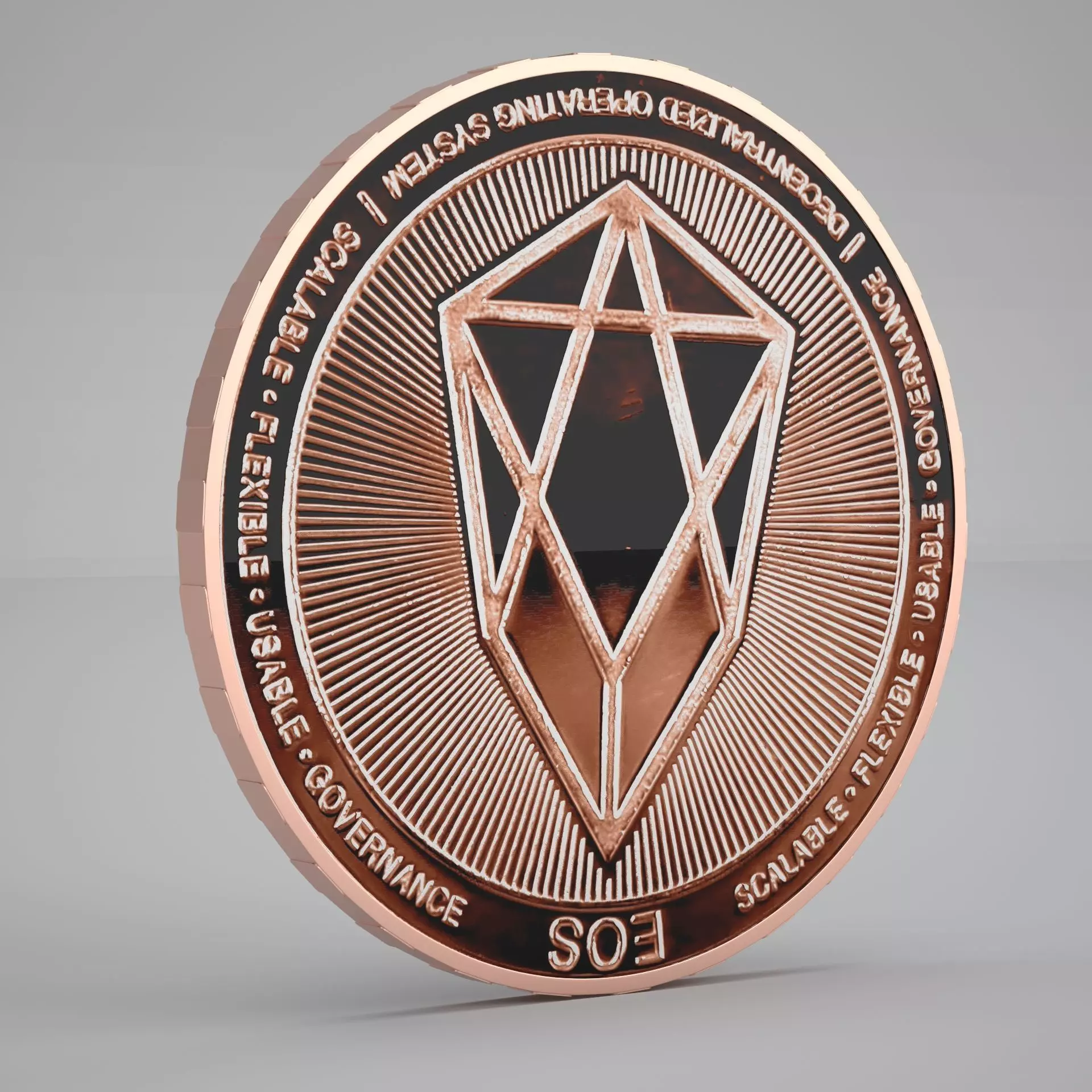 Copper EOS Coin 3D model_0