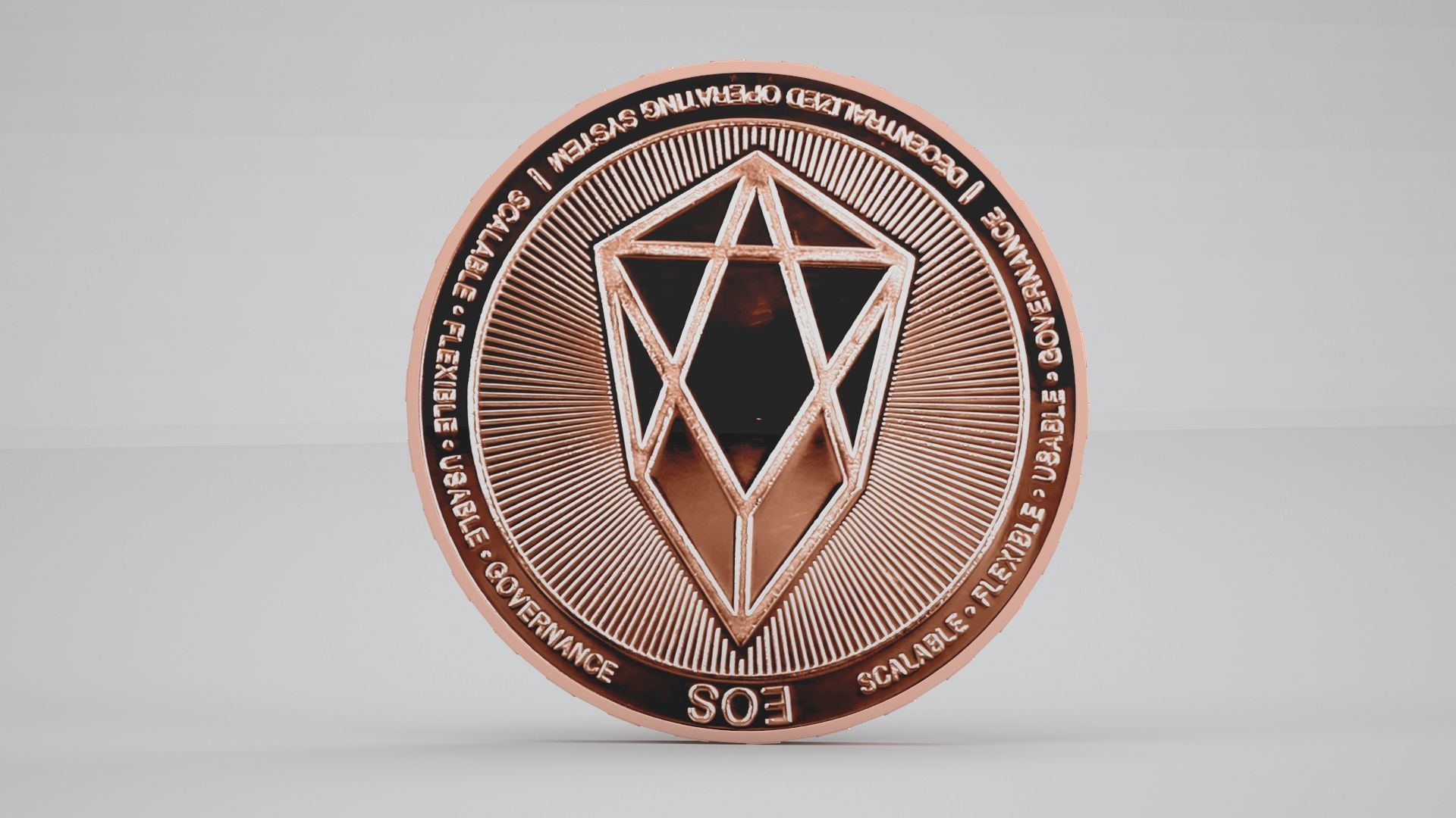 Copper EOS Coin 3D model_2
