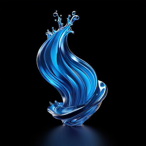 Stylized Blue Water Splash 3D Model Low-poly 3D model