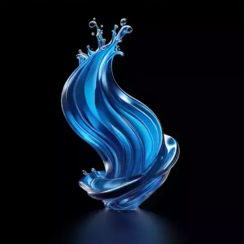 Stylized Blue Water Splash 3D Model Low-poly 3D model