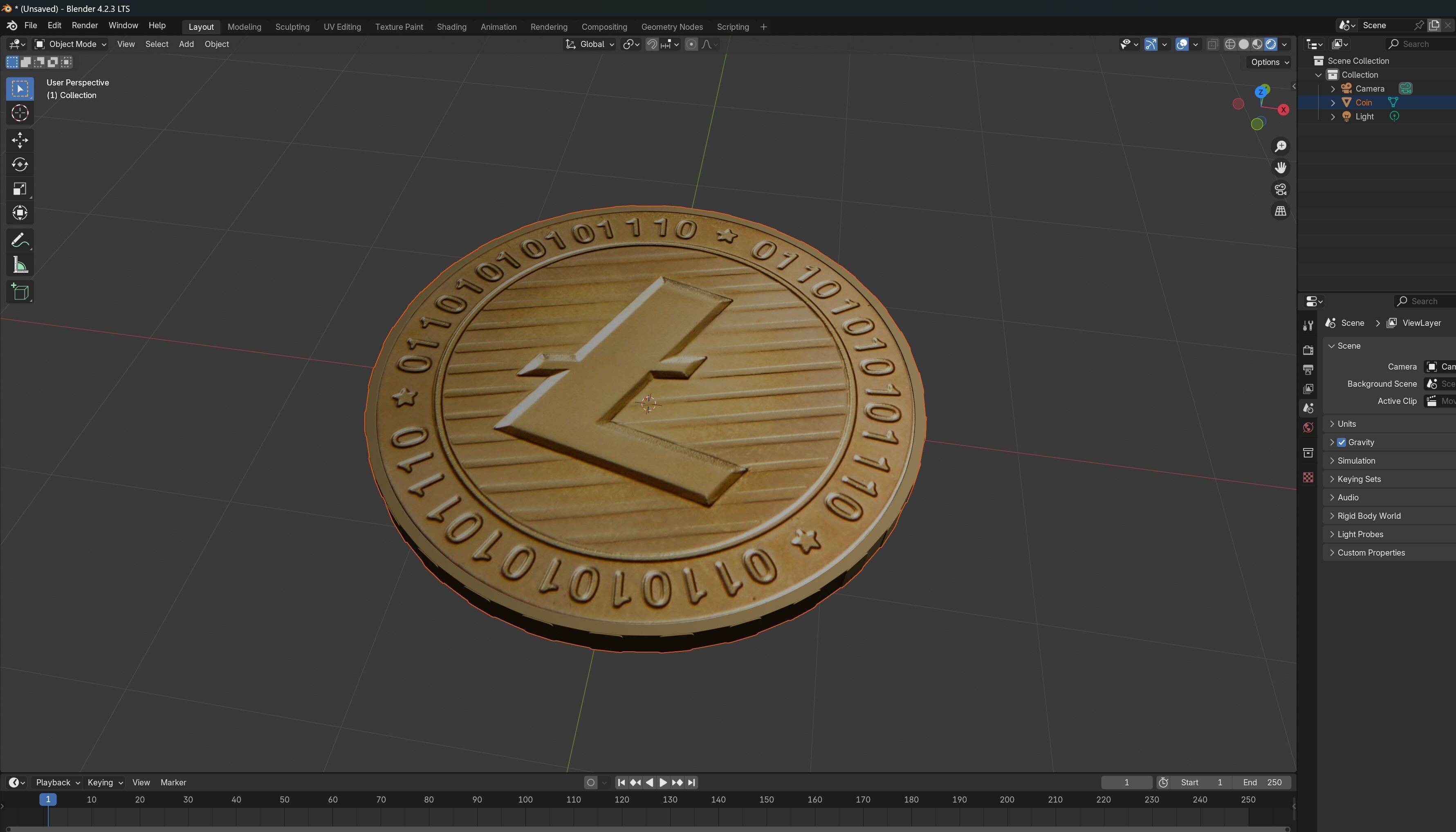 Gold Litecoin 3D model_1