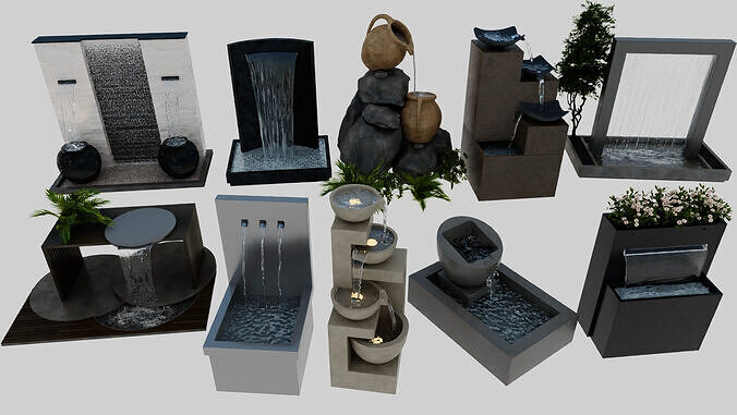 Modern artificial water landscapes 3D model
