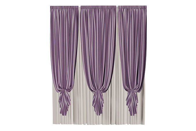 Elegant Drapery Curtains 3D model