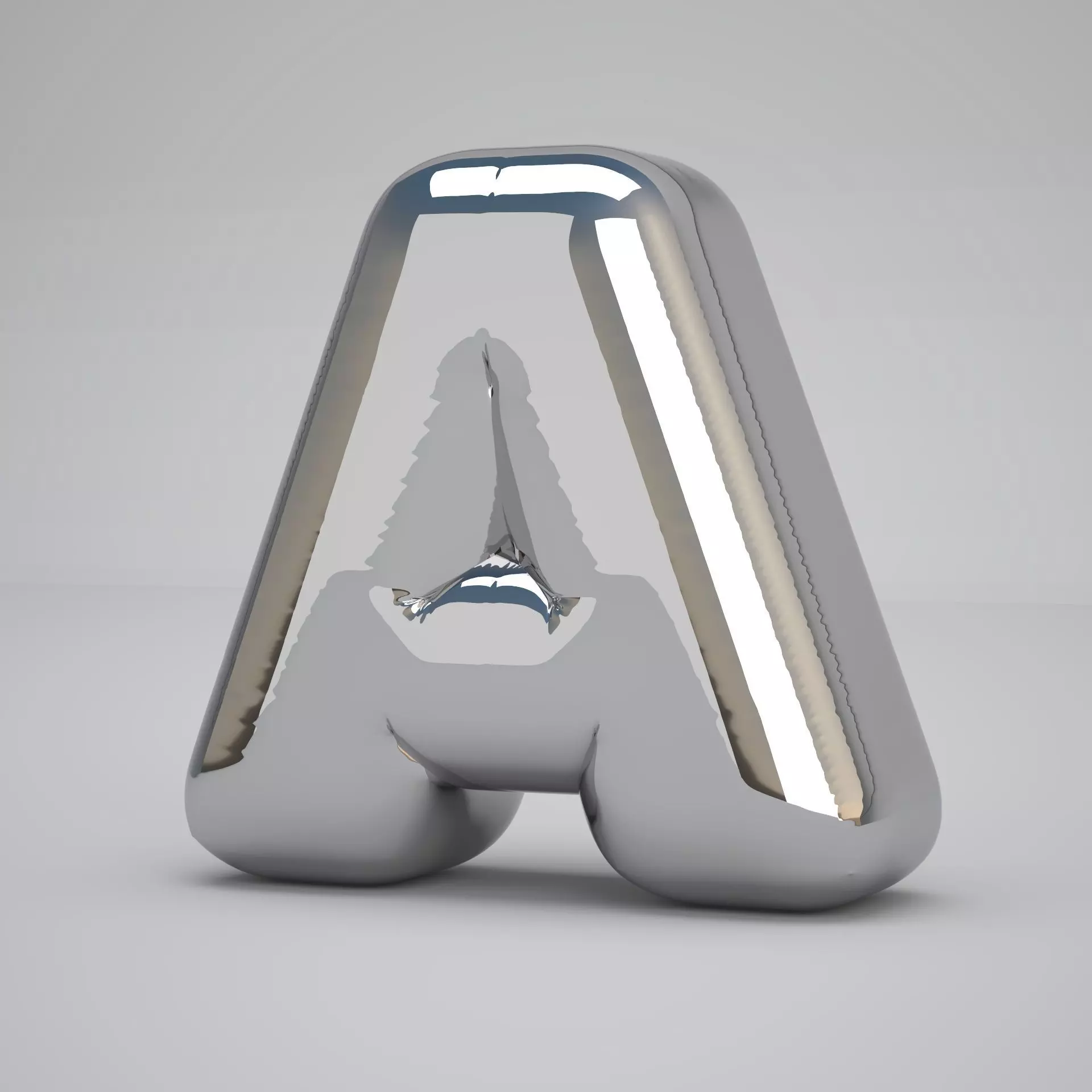 Silver A Balloon 3D model_0