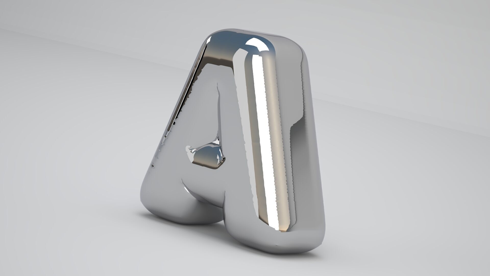 Silver A Balloon 3D model_3