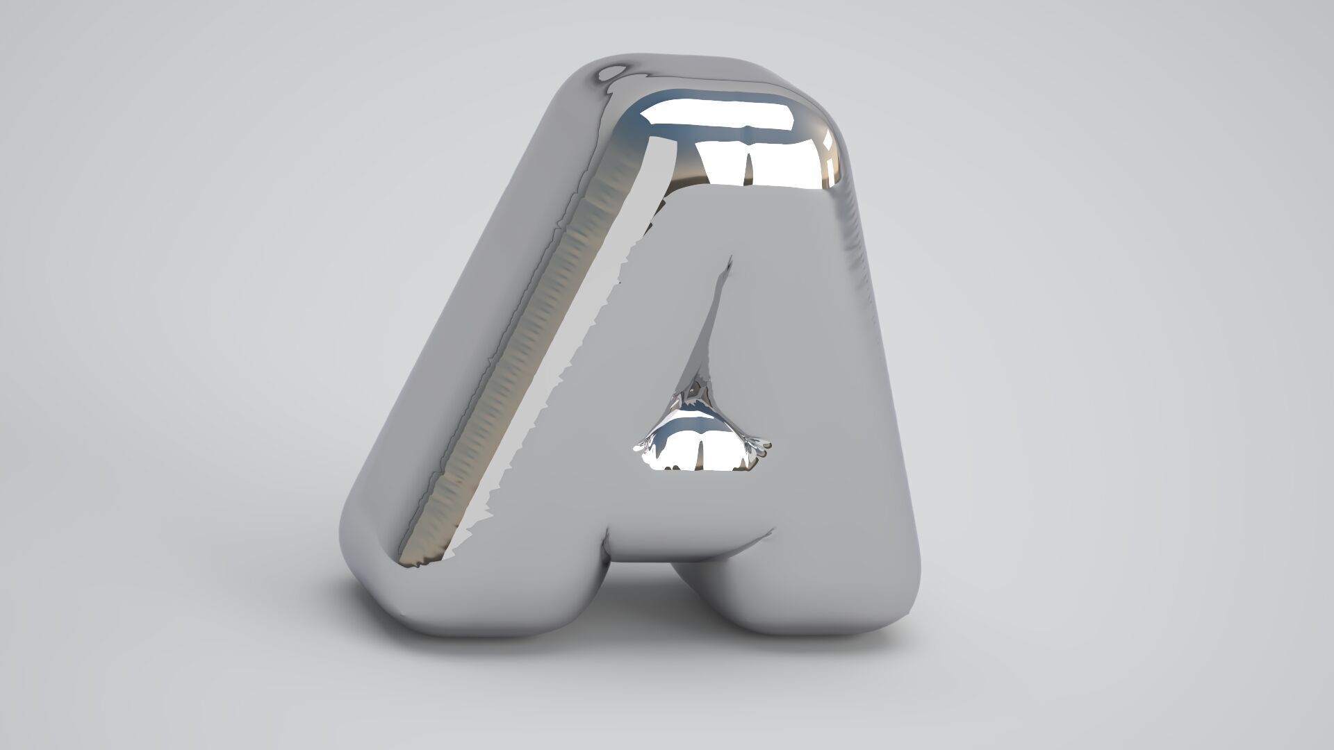 Silver A Balloon 3D model_2