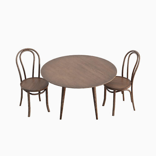 Thonet Table Set 02 Low-poly 3D model