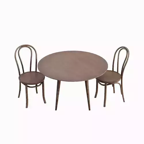 Thonet Table Set 02 Low-poly 3D model