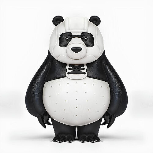 Panda assembled from sneaker pieces toy 3D print model
