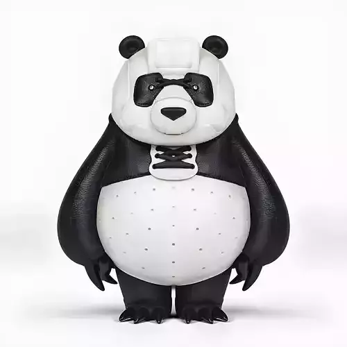 Panda assembled from sneaker pieces toy