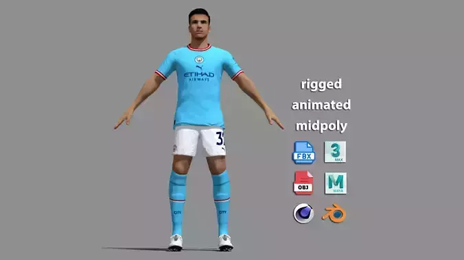 T-Pose Rigged Maximo Perrone Manchester City 23-24 3D model