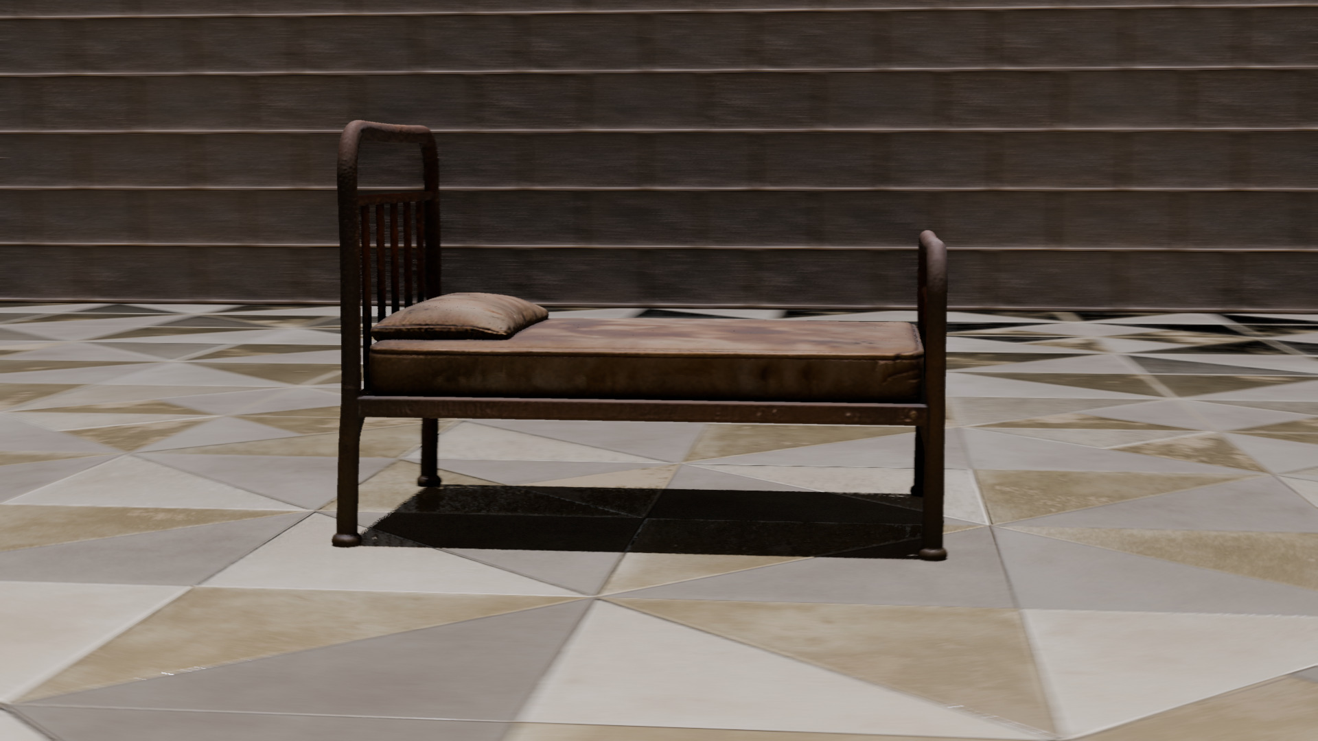 Rusty Metal Bed Low Poly Game Ready 3D Model Free low-poly 3D model_2
