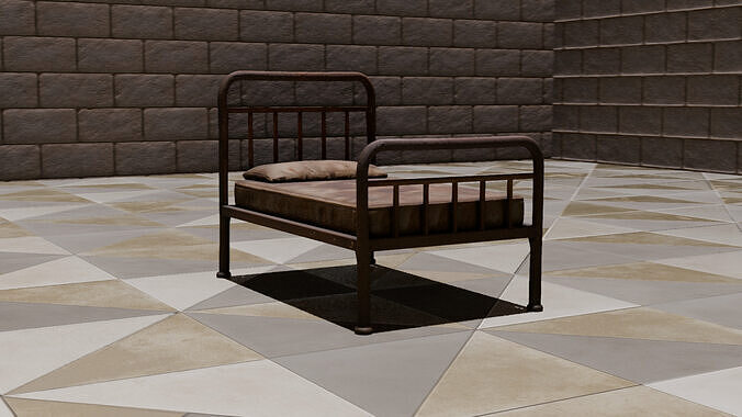 Rusty Metal Bed  Low Poly Game Ready 3D Model Low-poly 3D model
